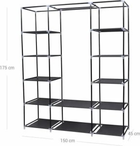 Songmics Przenośna Szafa, Składana Szafa, Organizer Do Przechowywania Ubrań Z Wieszakiem, Półki, Pokrycie Z Tkaniny, Do Sypialni, Szatnia 26