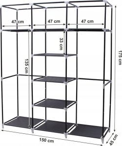 Songmics Przenośna Szafa, Składana Szafa, Organizer Do Przechowywania Ubrań Z Wieszakiem, Półki, Pokrycie Z Tkaniny, Do Sypialni, Szatnia 4