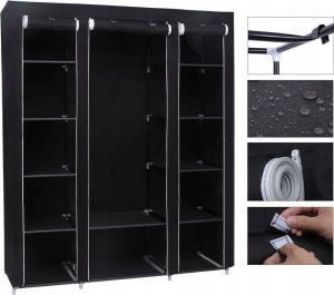 Songmics Przenośna Szafa, Składana Szafa, Organizer Do Przechowywania Ubrań Z Wieszakiem, Półki, Pokrycie Z Tkaniny, Do Sypialni, Szatnia 8