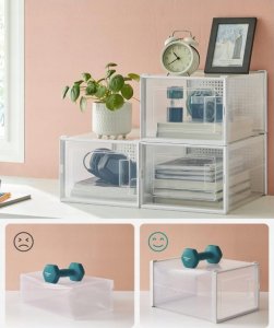 Songmics Pudełka Na Buty, Opakowanie 18 Organizerów Do Przechowywania Butów, Które Można Układać Jeden Na Drugim, Składane I Wszechstronn 5