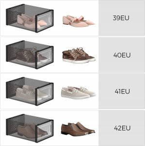 Songmics Pudełka Na Buty, Opakowanie 18 Organizerów Do Przechowywania Butów, Które Można Układać Jeden Na Drugim, Składane I Wszechstronn 4