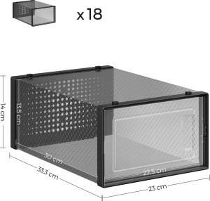 Songmics Pudełka Na Buty, Opakowanie 18 Organizerów Do Przechowywania Butów, Które Można Układać Jeden Na Drugim, Składane I Wszechstronn 5