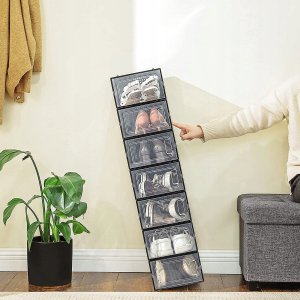 Songmics Pudełka Na Buty, Opakowanie 18 Organizerów Do Przechowywania Butów, Które Można Układać Jeden Na Drugim, Składane I Wszechstronn 9