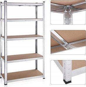 Songmics Regały 5-poziomowe, Zestaw 2 Regałów Stalowych Do Przechowywania, Montaż Bez Użycia Narzędzi, Do Garażu, Szopy, Nośność 875 Kg, 8