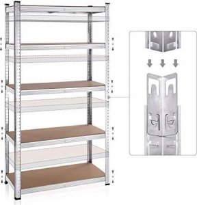 Songmics Regały 5-poziomowe, Zestaw 2 Regałów Stalowych Do Przechowywania, Montaż Bez Użycia Narzędzi, Do Garażu, Szopy, Nośność 875 Kg, 9