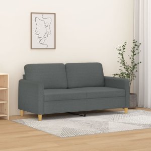 vidaXL Sofa 2-osobowa, ciemnoszara, 140 cm, tapicerowana tkaniną Lumarko! 1