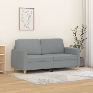 vidaXL Sofa 2-osobowa, jasnoszara, 140 cm, tapicerowana tkaniną Lumarko! 1