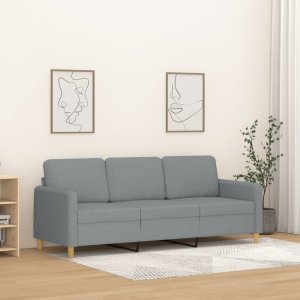 vidaXL Sofa 3-osobowa, jasnoszara, 180 cm, tapicerowana tkaniną Lumarko! 1