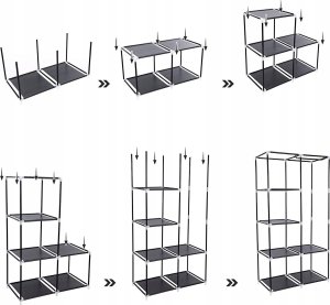 Songmics Szafa Materiałowa, Organizer Do Przechowywania Ubrań Z 2 Wieszakami, 6 Półek, Konfigurowalny Projekt, 88 X 45 X 168 Cm, Do Sypia 14