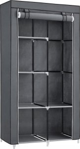 Songmics Szafa Materiałowa, Organizer Do Przechowywania Ubrań Z 2 Wieszakami, 6 Półek, Konfigurowalny Projekt, 88 X 45 X 168 Cm, Do Sypia 16