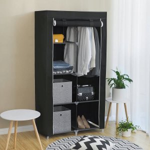 Songmics Szafa Materiałowa, Organizer Do Przechowywania Ubrań Z 2 Wieszakami, 6 Półek, Konfigurowalny Projekt, 88 X 45 X 168 Cm, Do Sypia 8