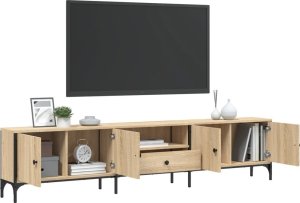 vidaXL Szafka pod TV, z szufladą, dąb sonoma, 200x25x44 cm 4