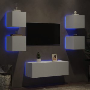 vidaXL vidaXL 6-częściowy zestaw mebli TV z LED, biały 1