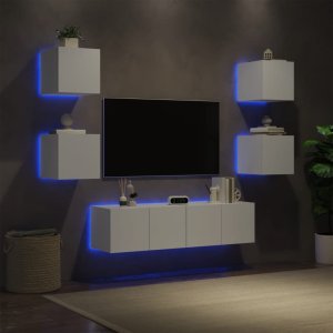 vidaXL vidaXL 6-częściowy zestaw mebli TV z LED, biały 1