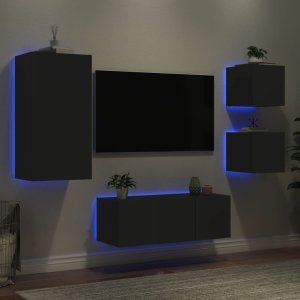 vidaXL vidaXL 5-częściowy zestaw mebli TV z LED, czarny 1