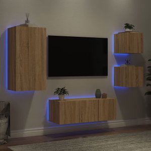 vidaXL vidaXL 5-częściowy zestaw mebli TV z LED, dąb sonoma 1