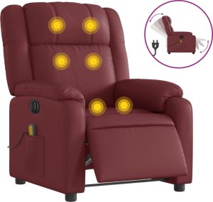 vidaXL vidaXL Rozkładany fotel masujący, elektryczny, bordowy, sztuczna skóra 2