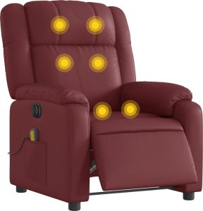 vidaXL vidaXL Rozkładany fotel masujący, elektryczny, bordowy, sztuczna skóra 3