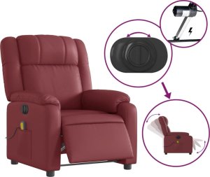 vidaXL vidaXL Rozkładany fotel masujący, elektryczny, bordowy, sztuczna skóra 6