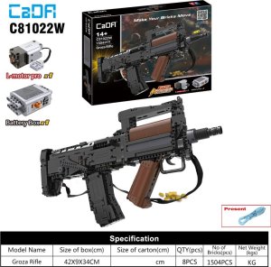 Ramiz Klocki konstrukcyjne 1504 el. Karabin Groza Rifle dla dzieci 14+ Funkcja Strzelania + Silnik L-motor Pro 1