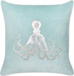 Beliani 2 poduszki dekoracyjne w ośmiornice welurowe 45 x 45 cm niebieskie LAMINARIA 3