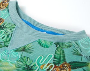 vidaXL Bluza dziecięca w kwiaty i tygrysy, jasnozielony melanż, 116 3