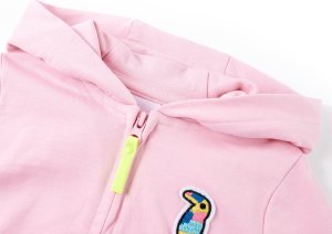 vidaXL Bluza dziecięca z kapturem i zapięciem na zamek, różowa, 92 3