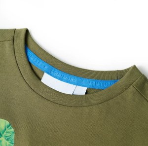vidaXL Koszulka dziecięca z lwem, khaki, 104 3