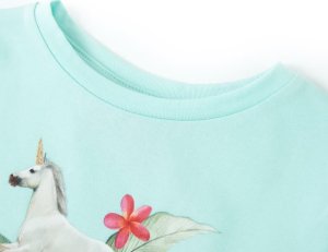 vidaXL Koszulka dziecięca z nadrukiem jednorożca, jasnoniebieska, 104 3