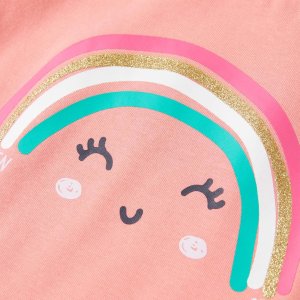 vidaXL Koszulka dziecięca z nadrukiem tęczy, koralowa, 116 4