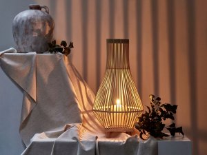 Beliani Lampion drewniany 58 cm jasny LEYTE 2