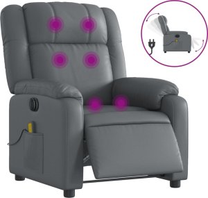 vidaXL Rozkładany fotel masujący, elektryczny, szary, sztuczna skóra 2