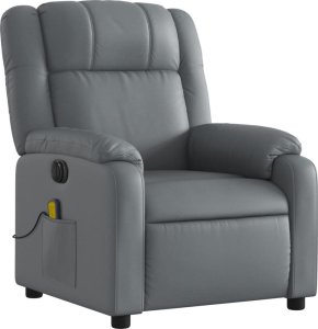 vidaXL Rozkładany fotel masujący, elektryczny, szary, sztuczna skóra 4