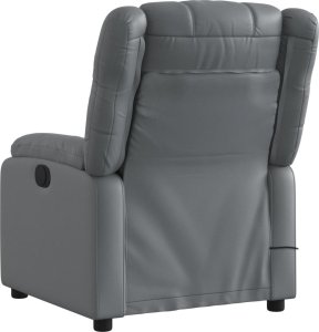 vidaXL Rozkładany fotel masujący, elektryczny, szary, sztuczna skóra 5