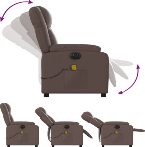 vidaXL Rozkładany fotel masujący, elektryczny, brązowy, sztuczna skóra 6