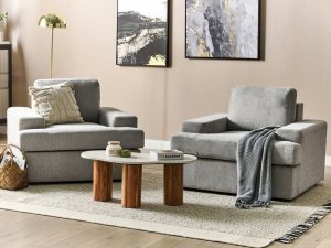 Beliani Zestaw 2 foteli tapicerowanych jasnoszary ALLA 2