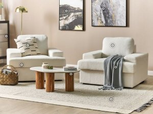 Beliani Zestaw 2 foteli boucle biały ALLA 10