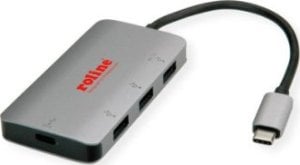 HUB USB TRITON Koncentrator ROLINE USB 3.2 Gen 1, 3-drożny, kabel połączeniowy typu C (PD+Data) 1