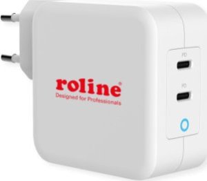 Adapter USB Roline Ładowarka ROLINE USB z wtyczką Euro, 2 porty (2x PD Typ-C), GaN, 100W 1