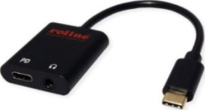 Adapter AV Roline ROLINE Adapter USB typu C - 3,5 mm audio + typ C (PD), męski/żeński, 0,13 m 1