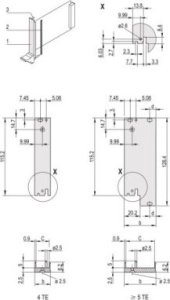 SCHROFF SCHROFF moduł wkładki panel przedni profil U dla IEL, IET, typ 2, 3 HU, 8 HU, 0,1 offset, 2,5 mm, Al 1