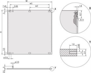 SCHROFF SCHROFF Panel przedni, osłona Refrofit, 3 HU, 6 HU, 2,5 mm, Al, anodowany, nieobrobione krawędzie 1