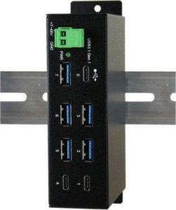 Exsys EXSYS EX-1196HMS 7-portowy USB 3.2 Gen1 HUB C-Buchse, ochrona przeciwprzepięciowa 15KV ESD 1