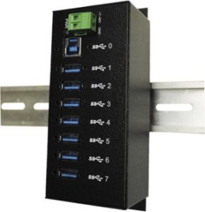 Exsys EXSYS EX-1187HMVS 7-portowy metalowy koncentrator USB 3.2 Gen1 Din-Rail 1