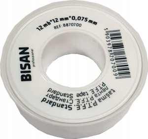 Bisan TAŚMA TEFLON STANDARD WODA 0,075MM/12MM/12MB (ROLKA BIAŁA) [250] 2
