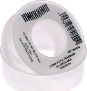 Bisan TAŚMA TEFLON STANDARD WODA 0,075MM/12MM/12MB (ROLKA BIAŁA) [250] 3