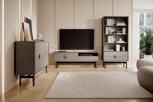 Selsey Komoda dwudrzwiowa Stoon z szufladami 154 cm Beż/Cappucino 4