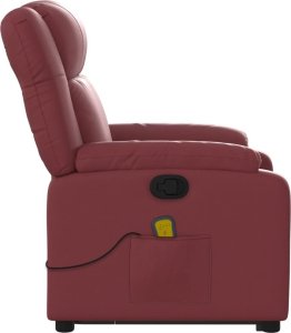 vidaXL Podnoszony fotel masujący, rozkładany, winna czerwień, ekoskóra 9