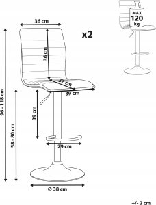 Beliani Zestaw 2 hokerów barowych regulowanych jasnobeżowy LUCERNE II 3