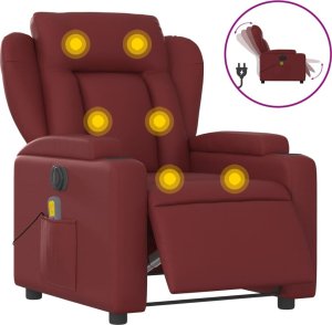 vidaXL vidaXL Rozkładany fotel masujący, elektryczny, bordowy, sztuczna skóra 2